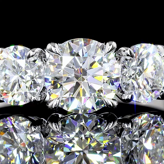 1.43 CTW 14K WHITE GOLD ROUND SHAPE 3 STONES RING