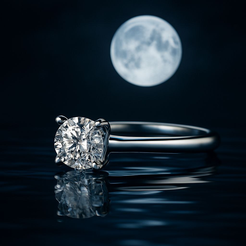 14K WHITE GOLD ENGAGEMENT RING WITH 1.07 CTW LAB DIAMOND.