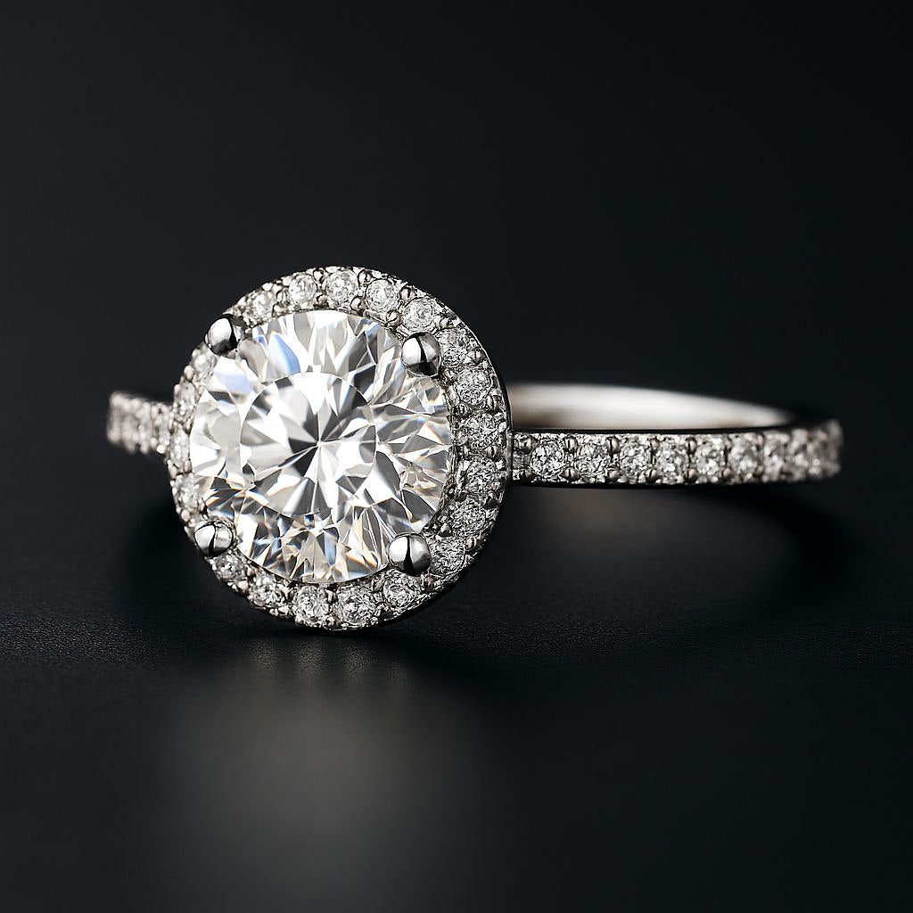 14K WHITE GOLD ENGAGEMENT RING WITH 1.70 CTW LAB DIAMOND.