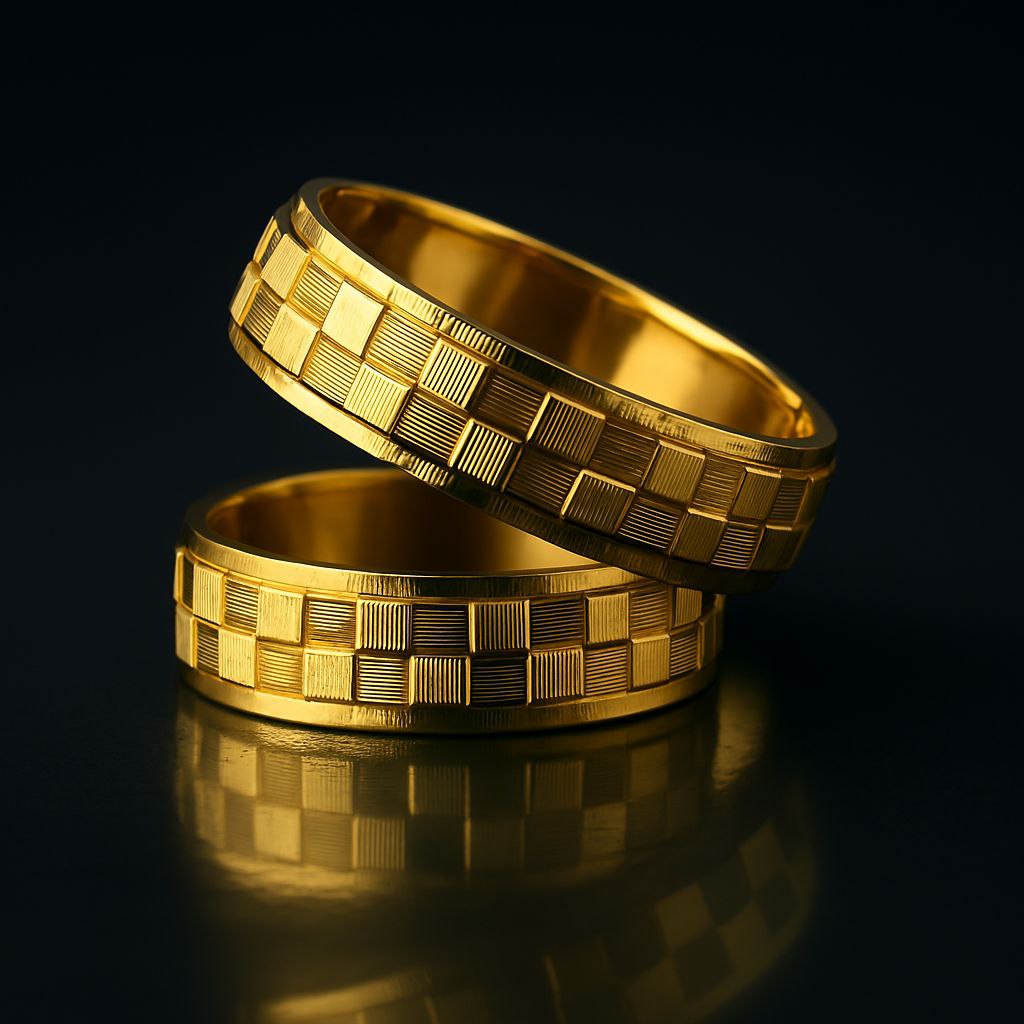 DUO BAND-STYLE WEDDING RINGS WITH SOLID 10K ITALIAN GOLD DESIGN