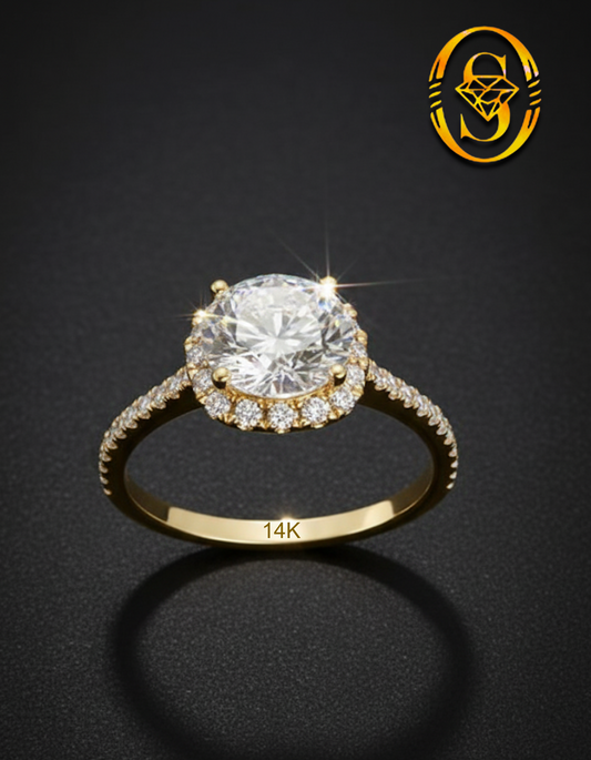 14K GOLD ENGAGEMENT RING WITH 1.70 CTW LAB DIAMOND.