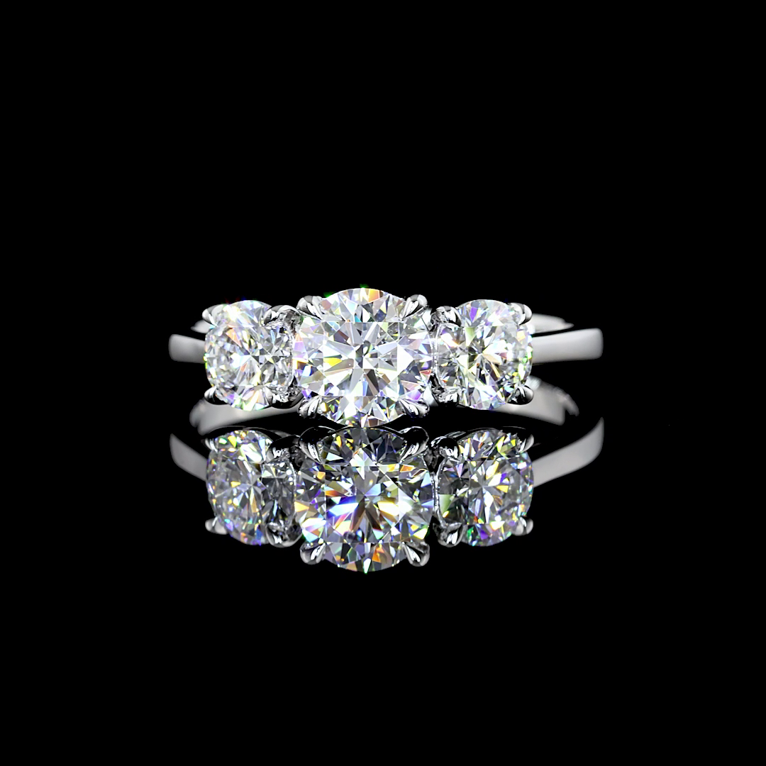 1.43 CTW 14K WHITE GOLD ROUND SHAPE 3 STONES RING