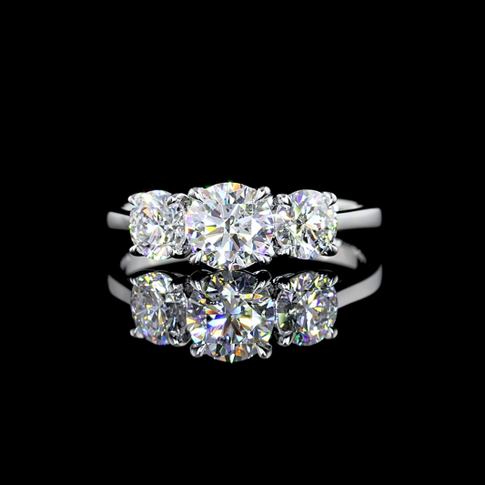 1.43 CTW 14K WHITE GOLD ROUND SHAPE 3 STONES RING