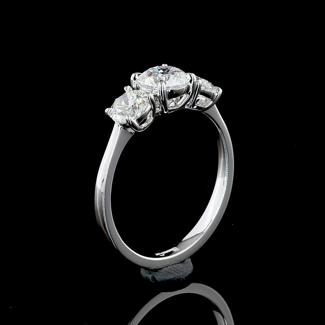 1.43 CTW 14K WHITE GOLD ROUND SHAPE 3 STONES RING