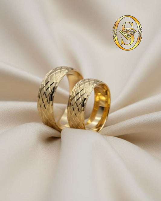 DUO BAND-STYLE WEDDING RINGS WITH SOLID 10K ITALIAN GOLD DESIGN